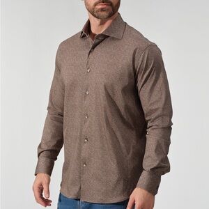 Garnet Men’s Brown Button Down Shirt Medium NWT